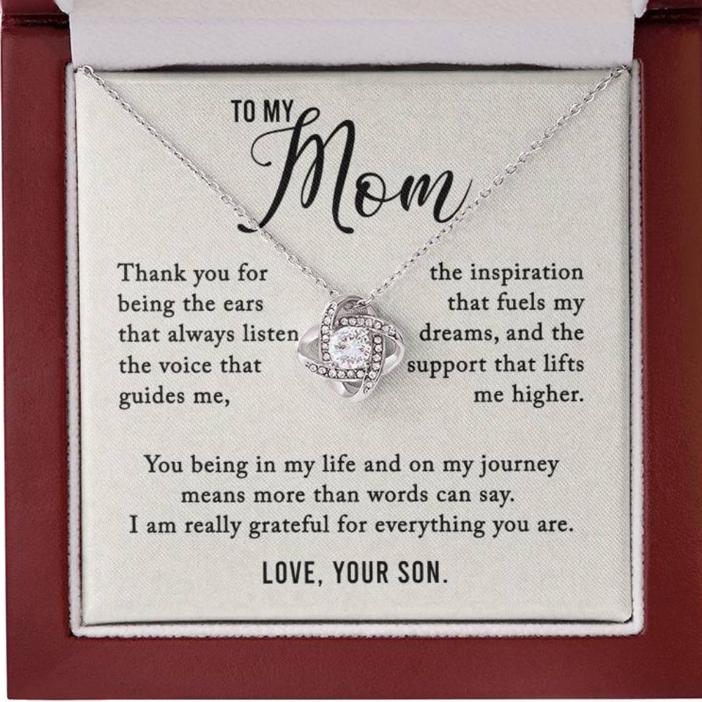 To My Mom - More Than Words Can Say - Love Knot Necklace