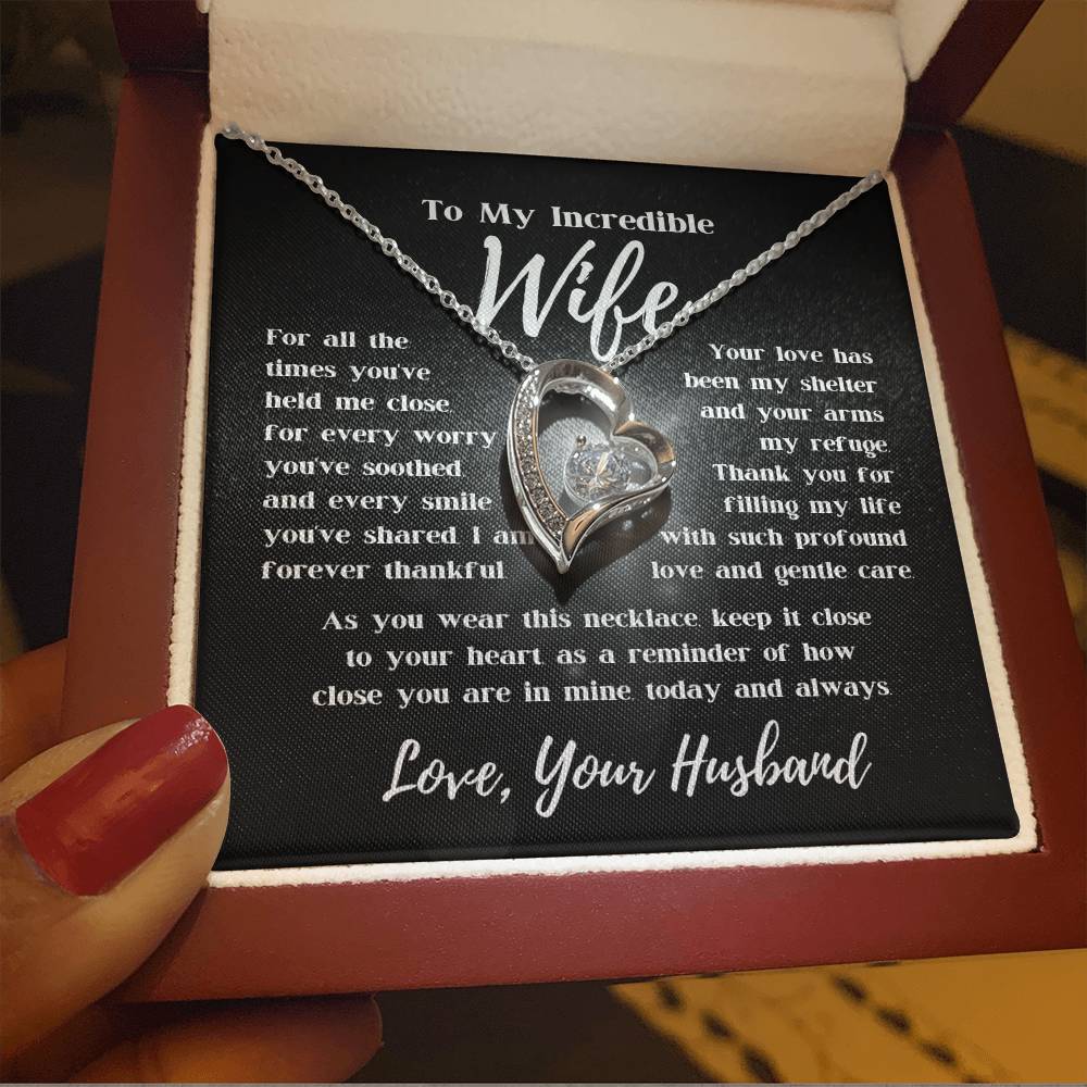 To My Incredible Wife - My Shelter, My Refuge - Forever Love Necklace