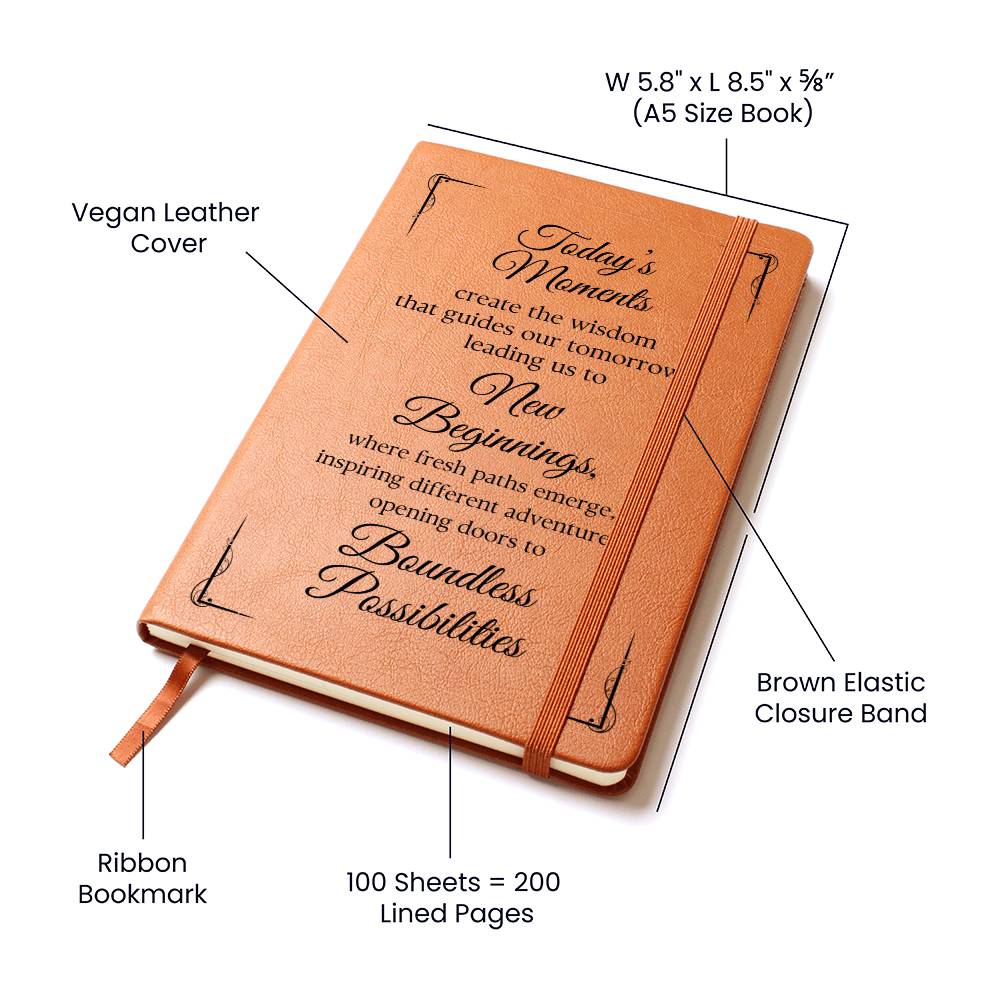 Today's Moments, New Beginnings, Boundless Possibilities - Graphic Leather Journal