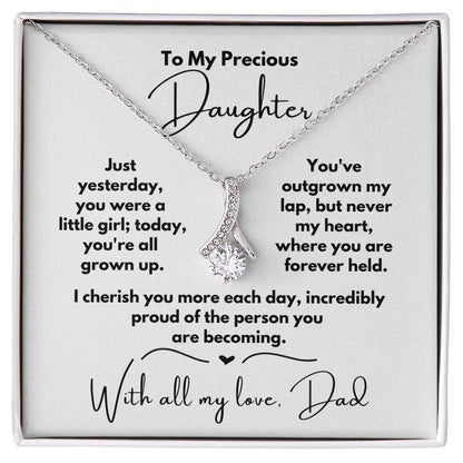 To My Precious Daughter - Outgrown My Lap, Not My Heart - Alluring Beauty Necklace