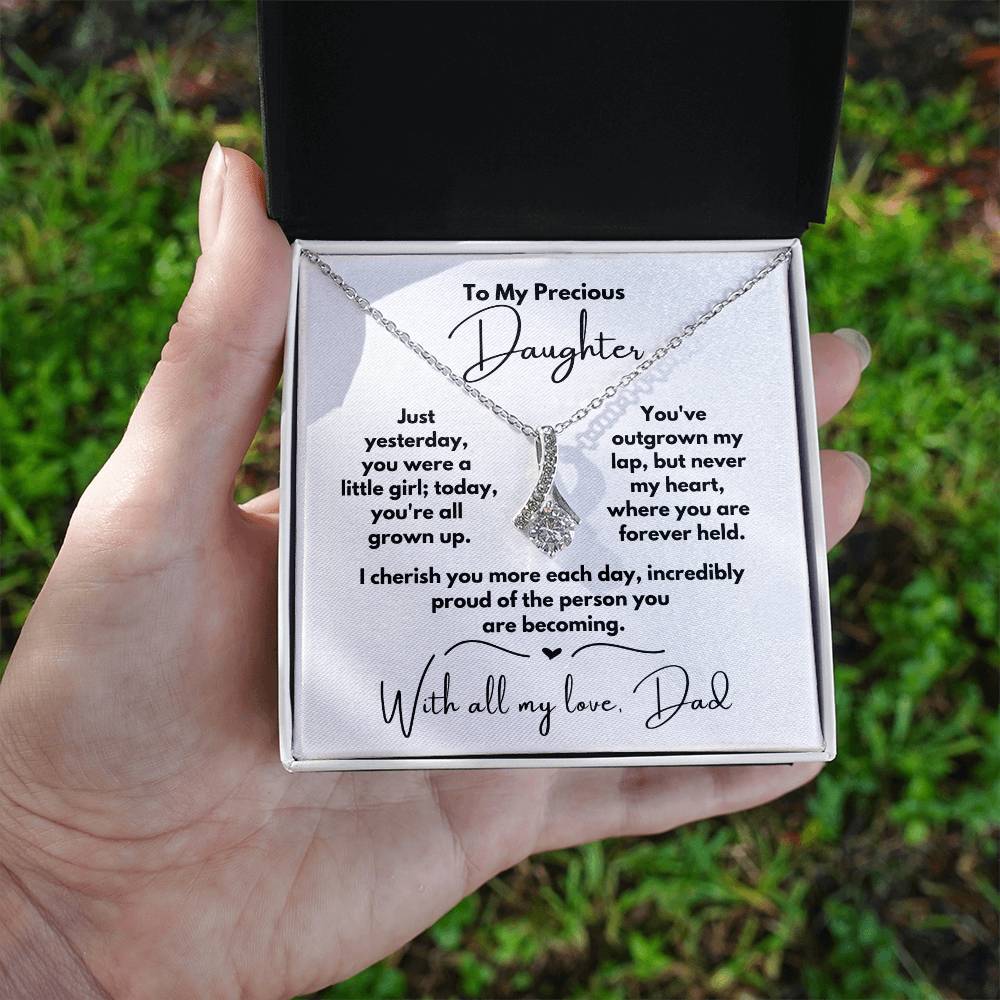 To My Precious Daughter - Outgrown My Lap, Not My Heart - Alluring Beauty Necklace