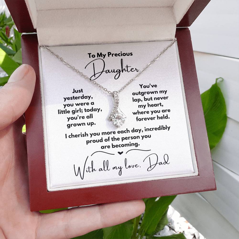 To My Precious Daughter - Outgrown My Lap, Not My Heart - Alluring Beauty Necklace