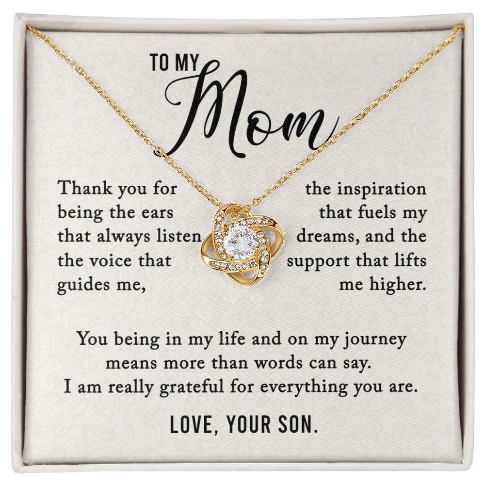 To My Mom - More Than Words Can Say - Love Knot Necklace