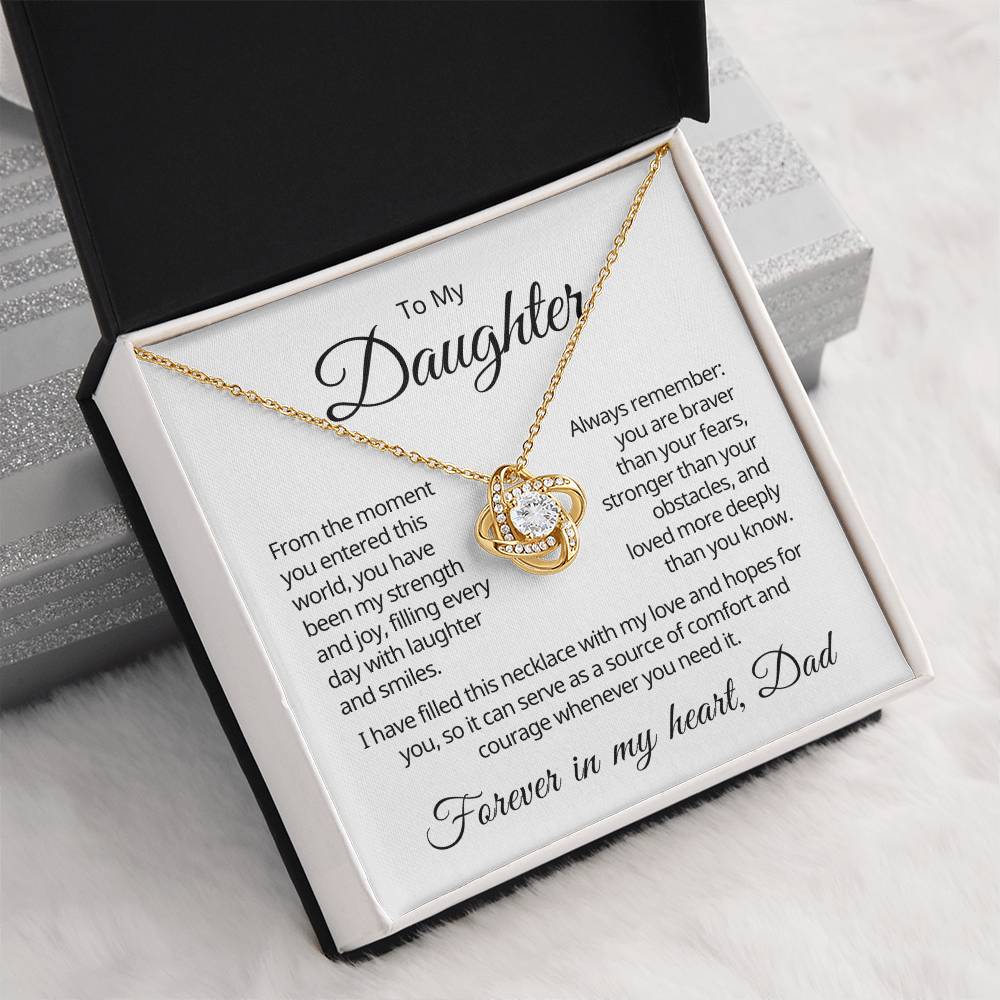 To My Daughter - Always Remember - Love Knot Necklace