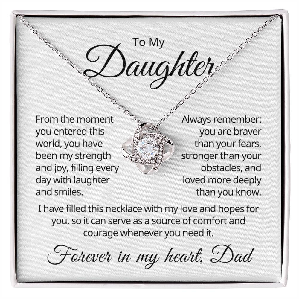 To My Daughter - Always Remember - Love Knot Necklace