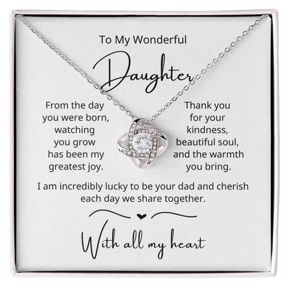 To My Wonderful Daughter - Watching You Grow - Love Knot Necklace