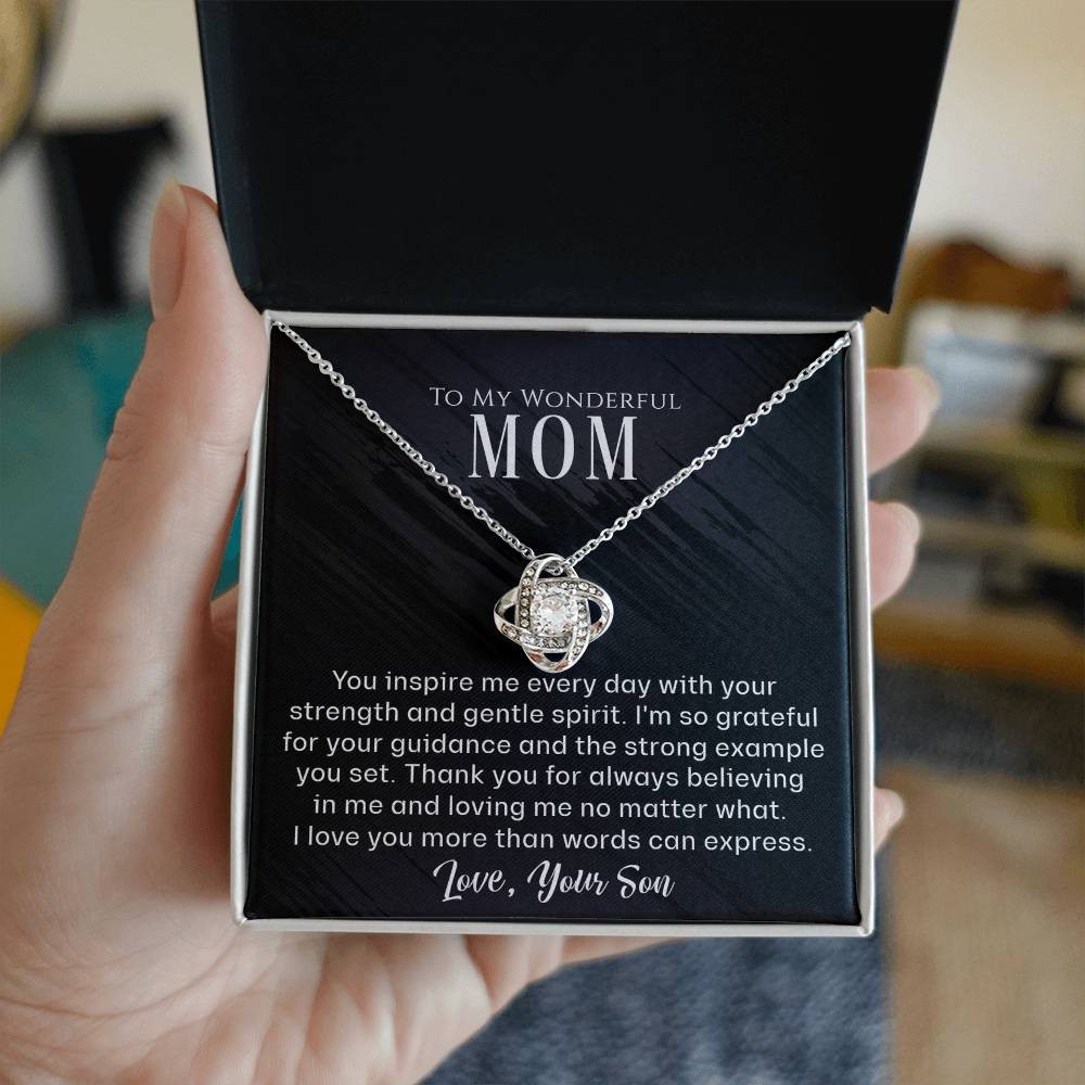 To My Wonderful Mom - You Inspire Me - Love Knot Necklace