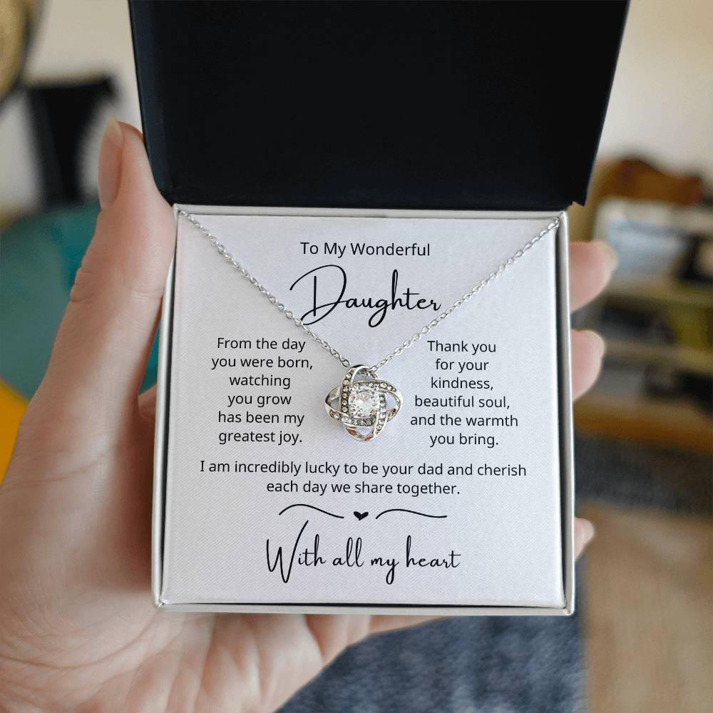 To My Wonderful Daughter - Watching You Grow - Love Knot Necklace