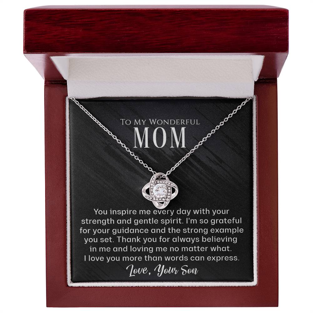 To My Wonderful Mom - You Inspire Me - Love Knot Necklace