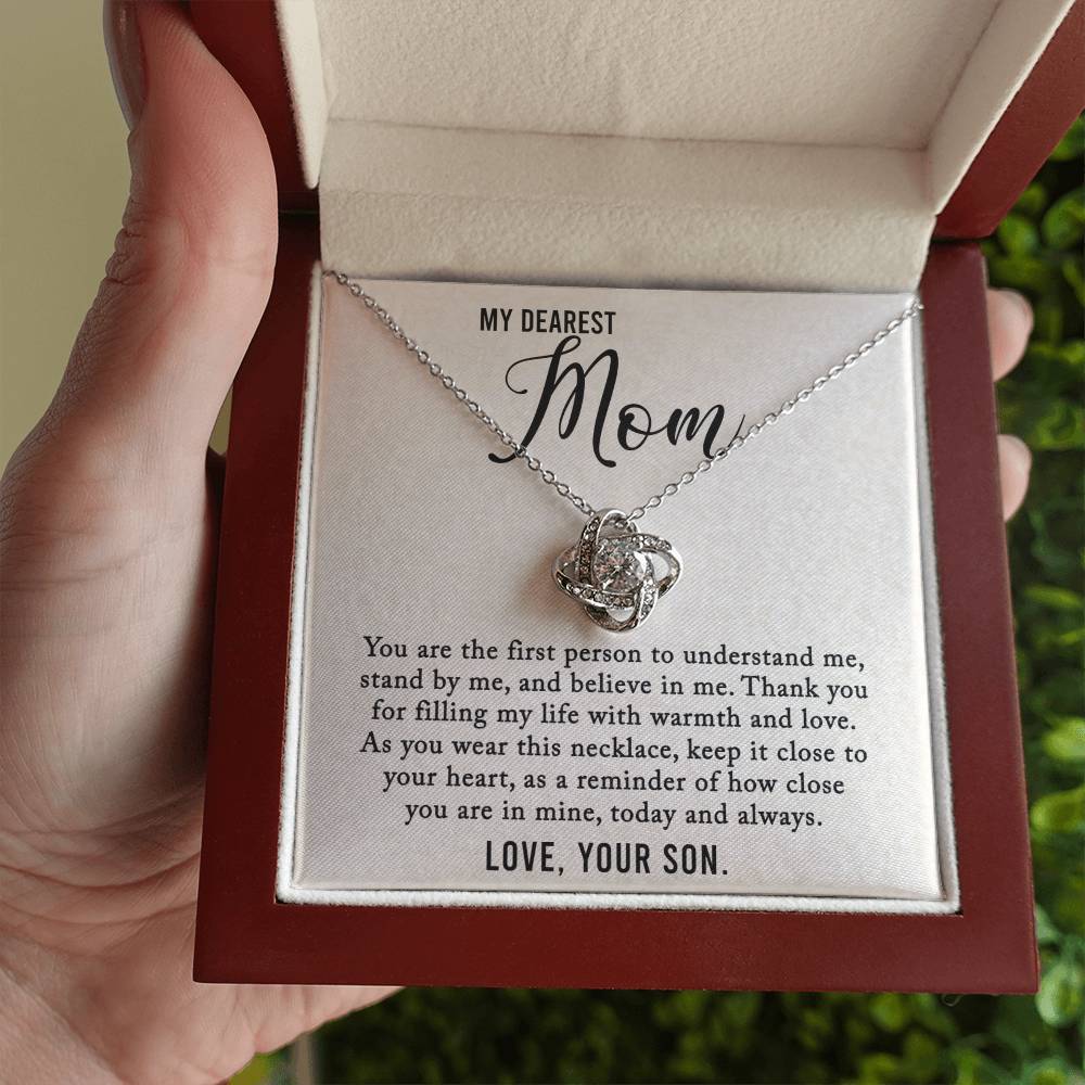 My Dearest Mom - The First Person To... - Love Knot Necklace