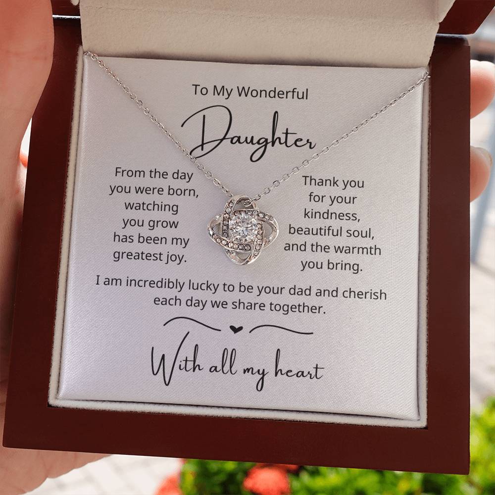 To My Wonderful Daughter - Watching You Grow - Love Knot Necklace