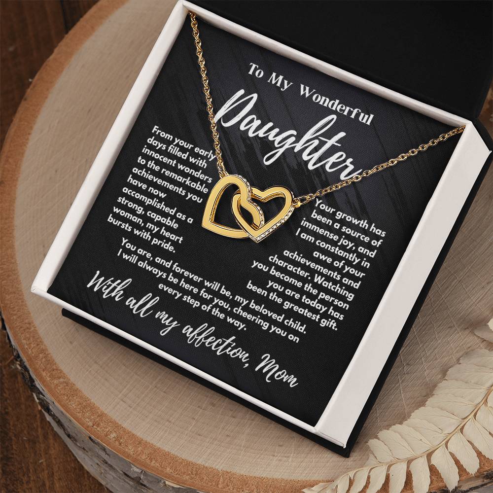 To My Wonderful Daughter - With All My Affection - Interlocking Hearts Necklace