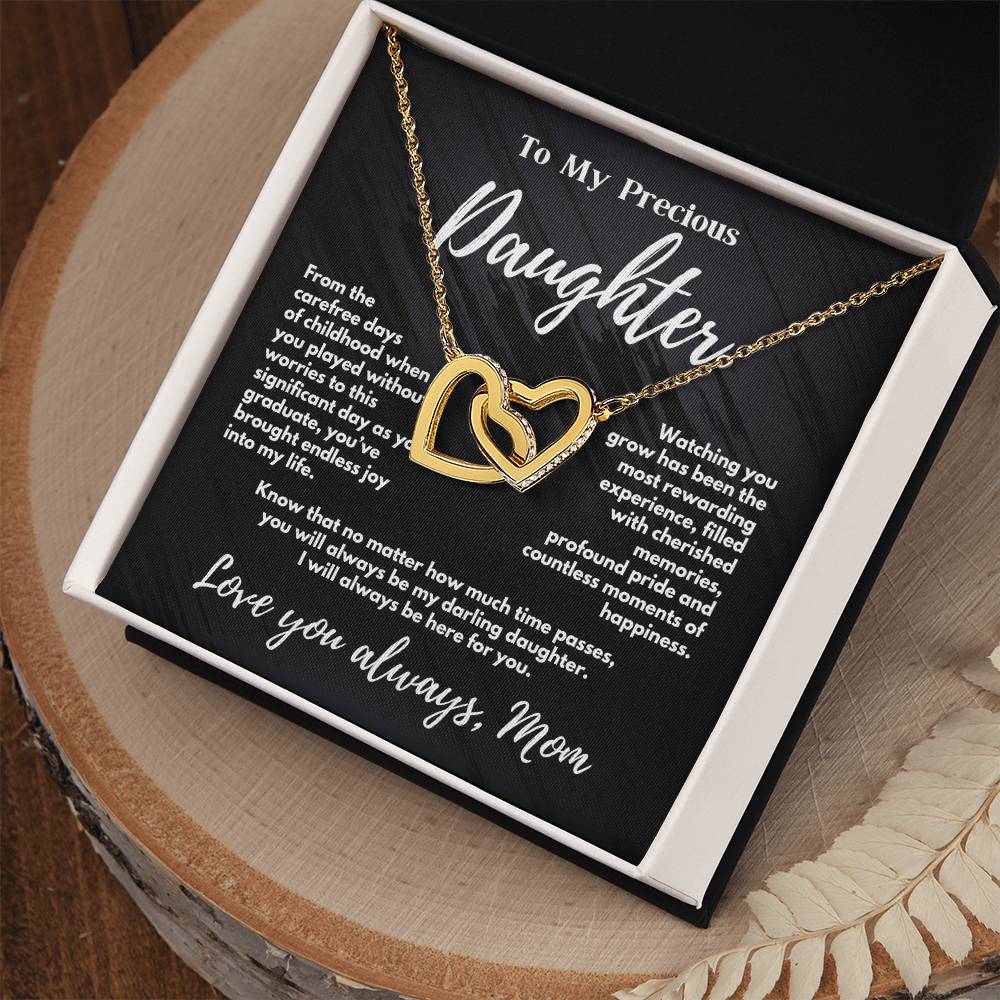 To My Precious Daughter - Always Here For You - Interlocking Hearts Necklace