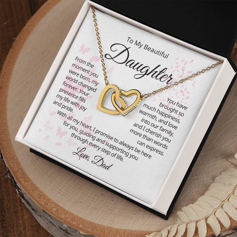 To My Daughter - Every Step - Interlocking Hearts Necklace