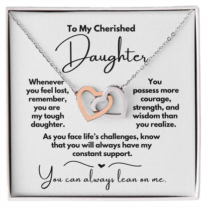 To My Cherished Daughter - My Constant Support - Interlocking Hearts Necklace