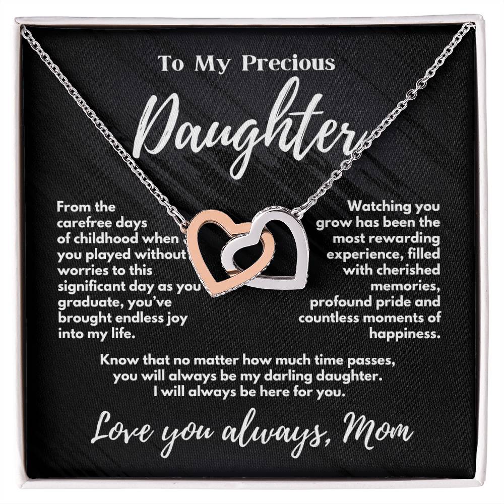 To My Precious Daughter - Always Here For You - Interlocking Hearts Necklace