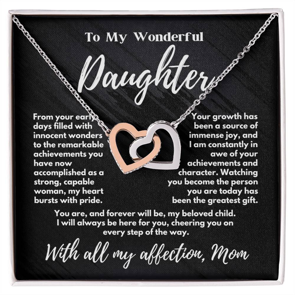 To My Wonderful Daughter - With All My Affection - Interlocking Hearts Necklace