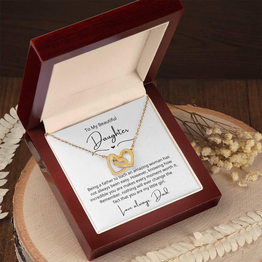 To My Beautiful Daughter - Every Moment Worth It - Interlocking Hearts Necklace