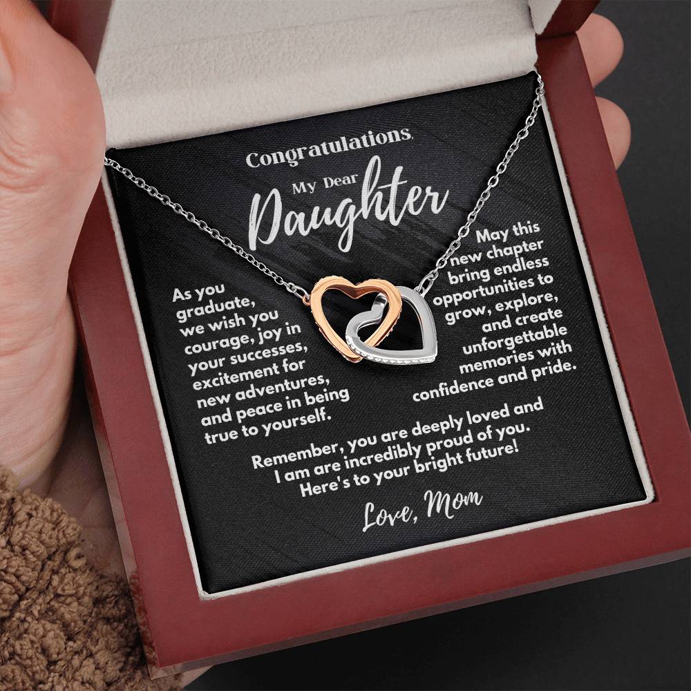 My Dear Daughter - Here's To Your Bright Future - Interlocking hearts Necklace