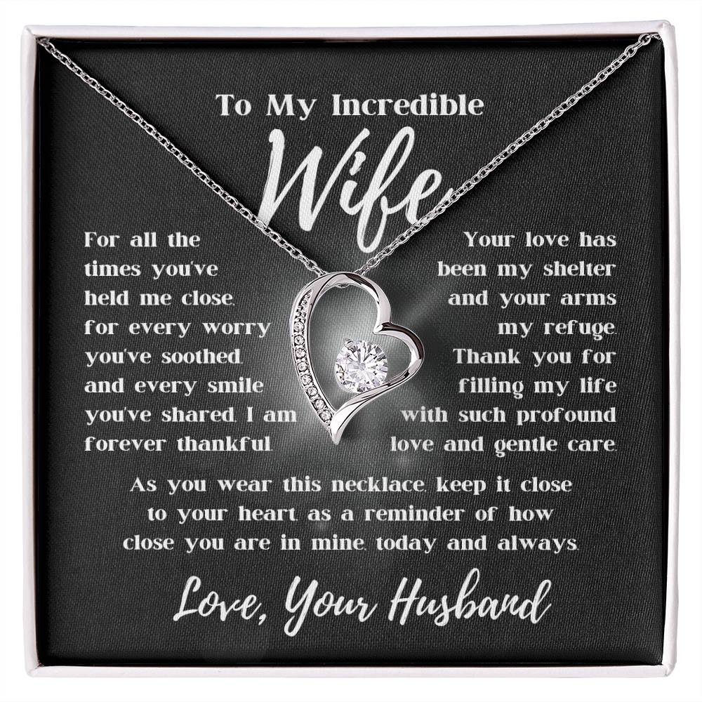 To My Incredible Wife - My Shelter, My Refuge - Forever Love Necklace