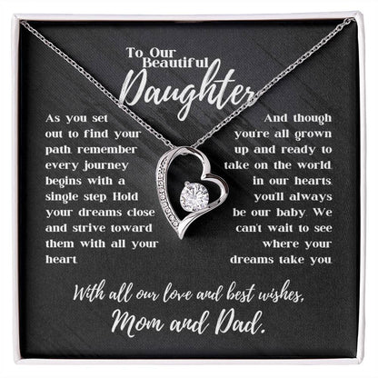 To Our Beautiful Daughter - Journey Begins With A Single Step - Forever Love Necklace